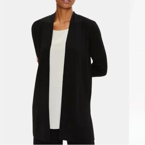 Eileen Fisher Elegant Black Open Cardigan and Cream Top Set